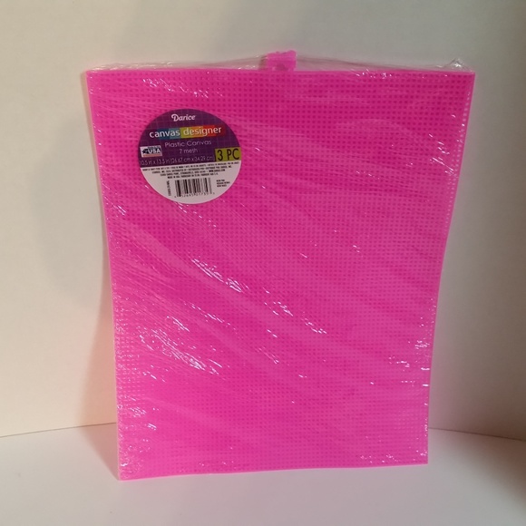 Neon Pink Plastic Mesh Canvas 4 Packs 3 Sheets per Pack 10.5 inch x 13.5 inch - Picture 1 of 2